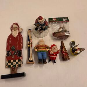 Lot of 8 Vtg Santa Figurines/Decor '80s-'00s Holiday Christmas Decor